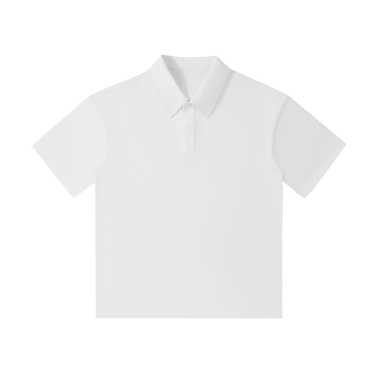 Drop Shoulder Short-Sleeve Polo - White