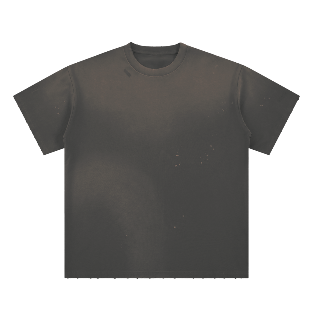 HAND-FRAYED SUNFADE PAINT SPLATTER T-SHIRT - GRAY