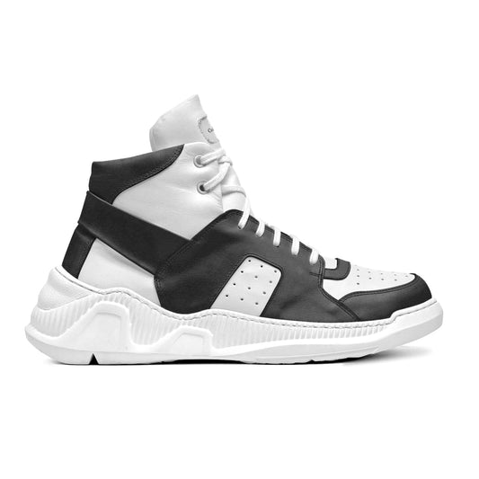 Chunky High Sneaker - White with Black