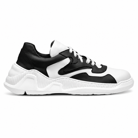 CONTRAST CHUNKY LOW SNEAKER - BLACK WITH WHITE