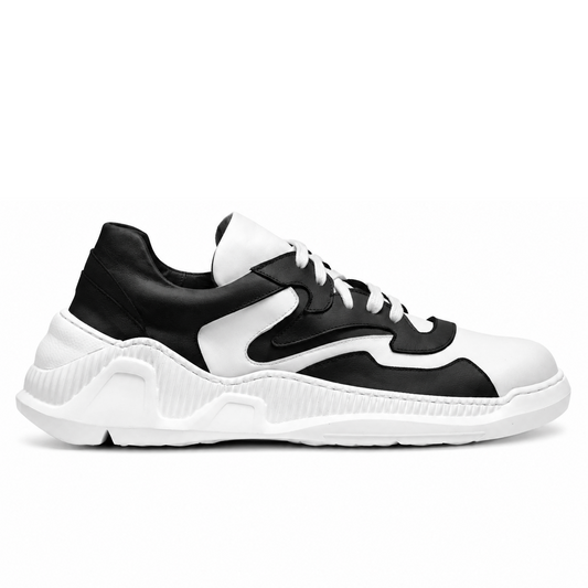 CONTRAST CHUNKY LOW SNEAKER - BLACK WITH WHITE