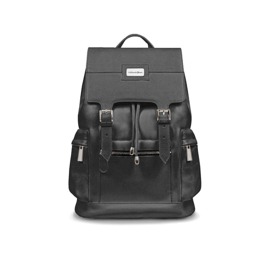 Vintage Double Pocket Backpack - Black