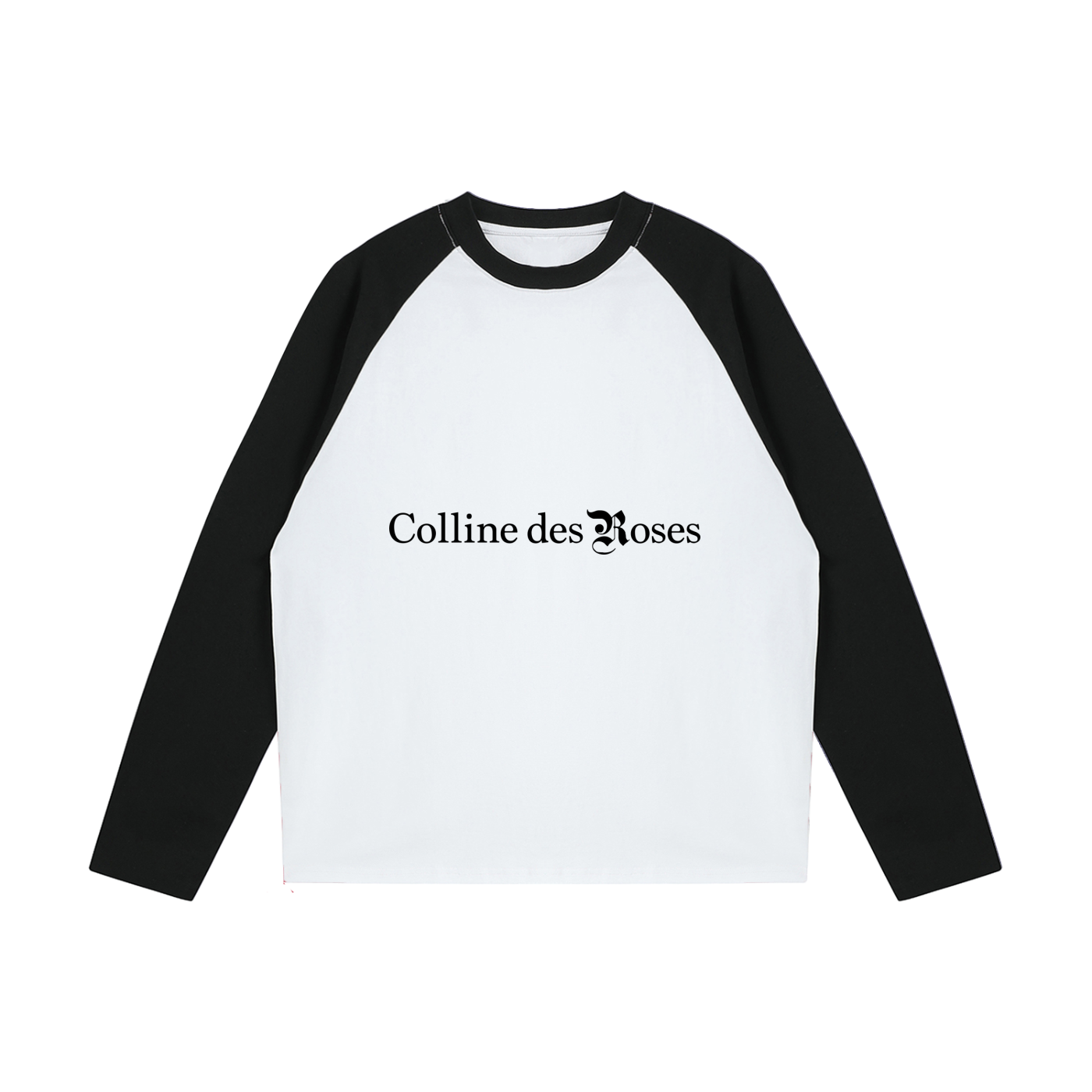 Color-Blocked Raglan Long-Sleeve T-Shirt - White with Black