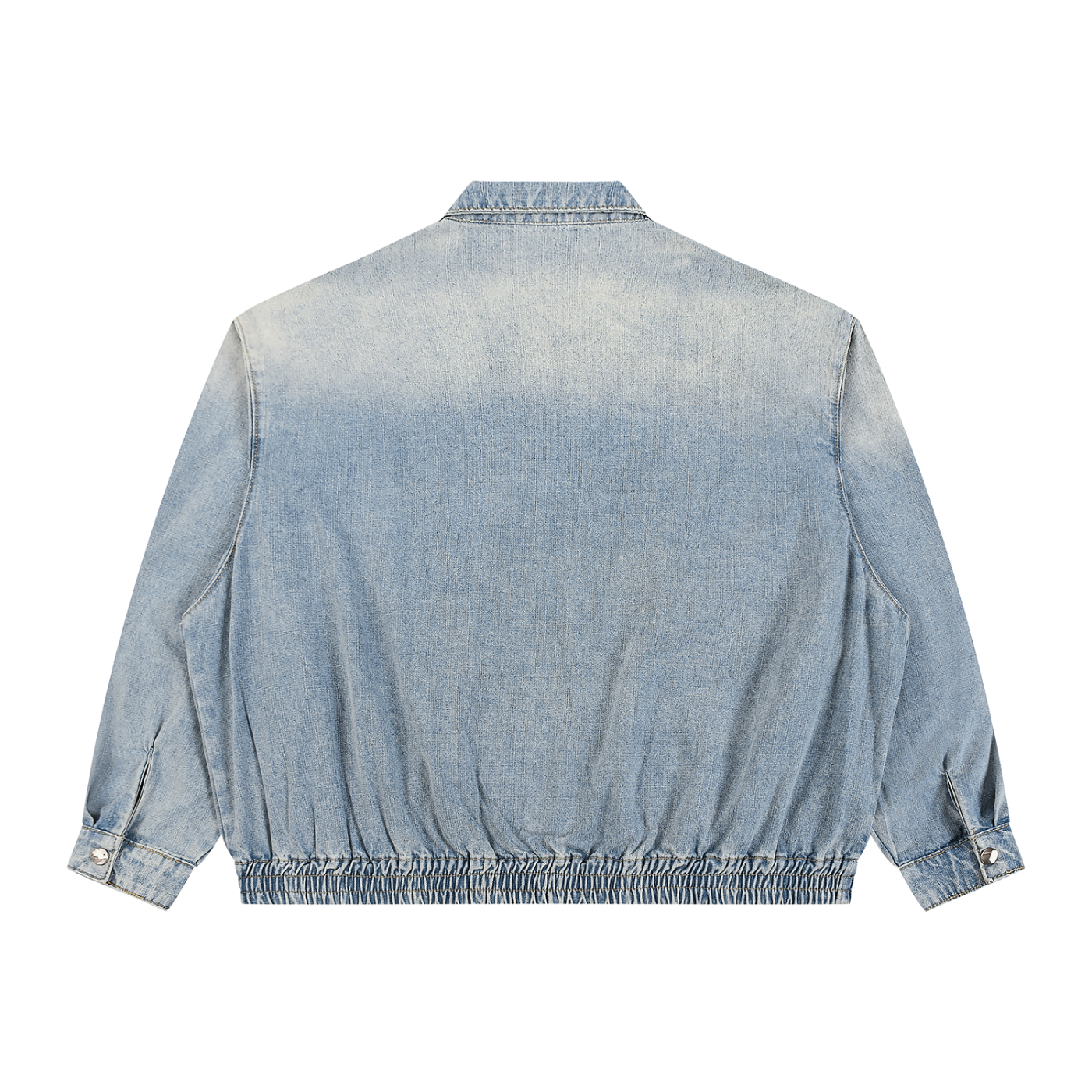 VINTAGE WASH FULL-ZIP DENIM JACKET - BLUE