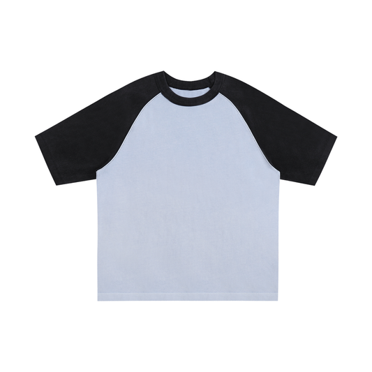 Color-Blocked Raglan Sleeve T-Shirt - Blue