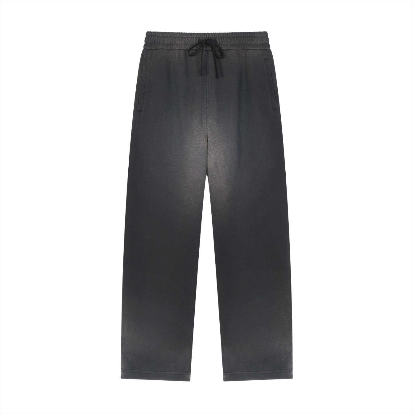 Sun Fade Raw Edge Straight-Leg Sweatpants - Black