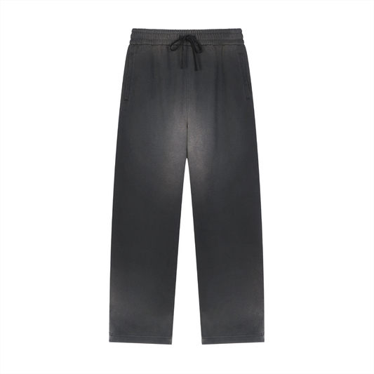 Sun Fade Raw Edge Straight-Leg Sweatpants - Black