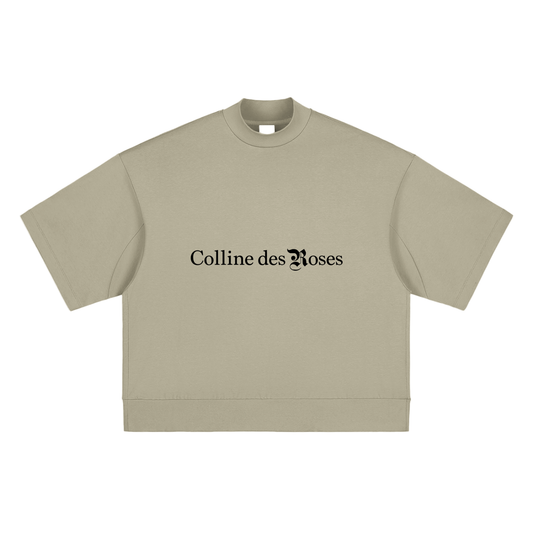 Heavyweight Oversized Mock Neck T-shirt - Gray Camel