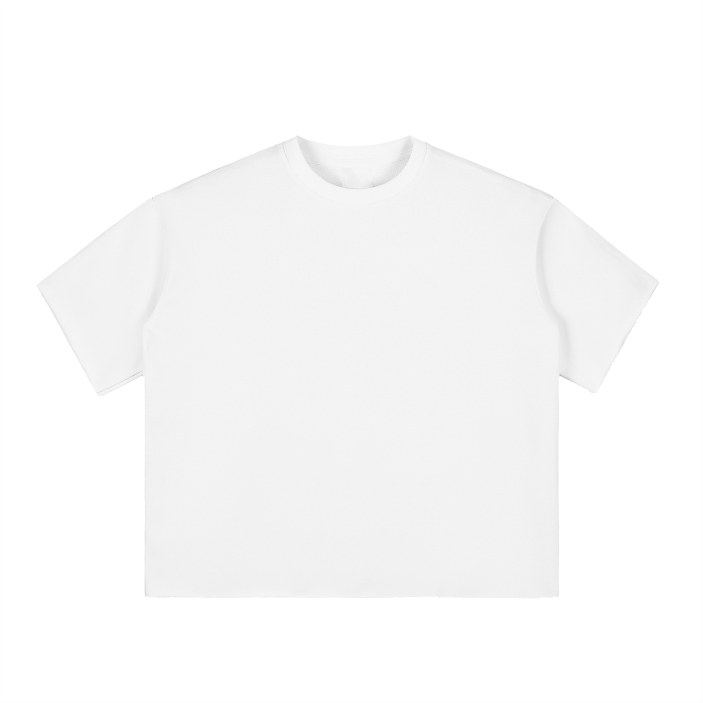 Boxy Half-Sleeve Raw-Edge T-Shirt - White