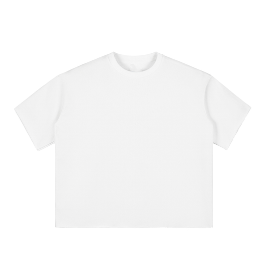 Boxy Half-Sleeve Raw-Edge T-Shirt - White