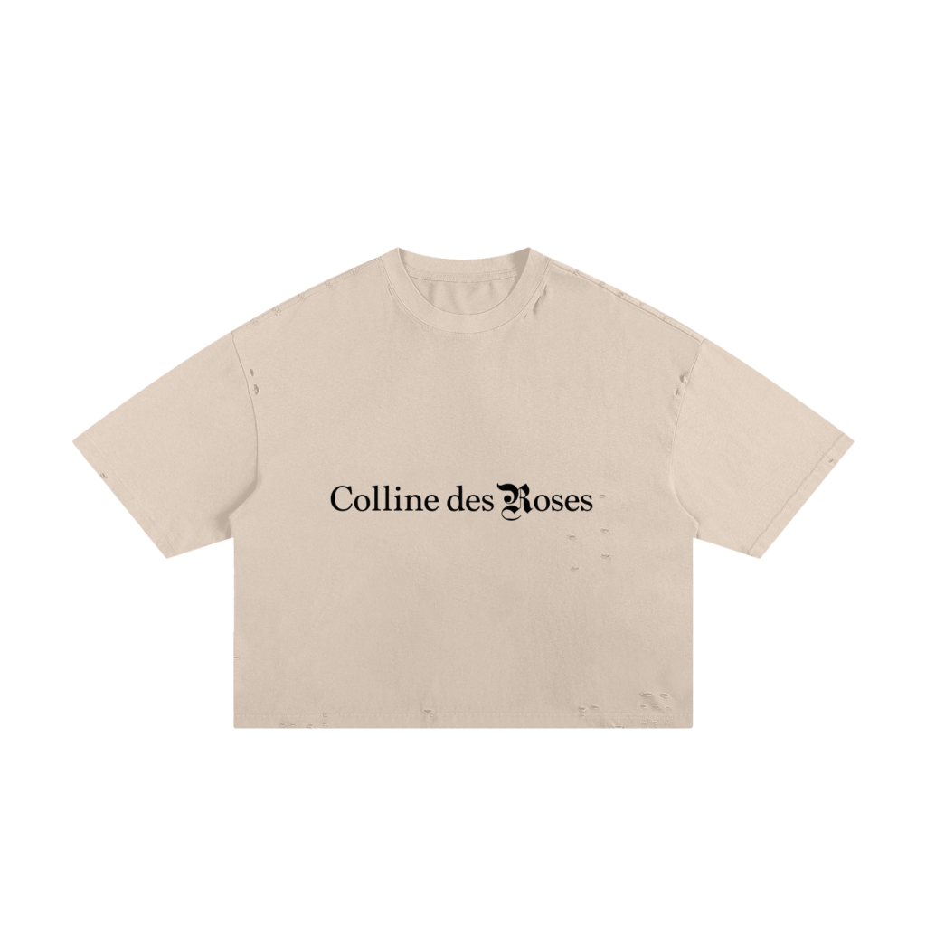 Classic Frayed Boxy Tee - Apricot