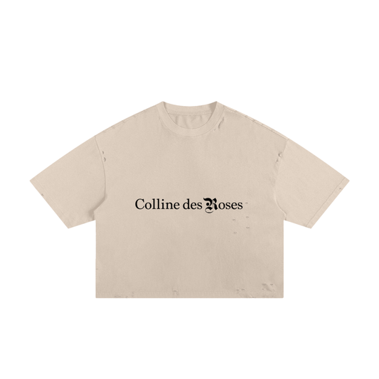 Classic Frayed Boxy Tee - Apricot