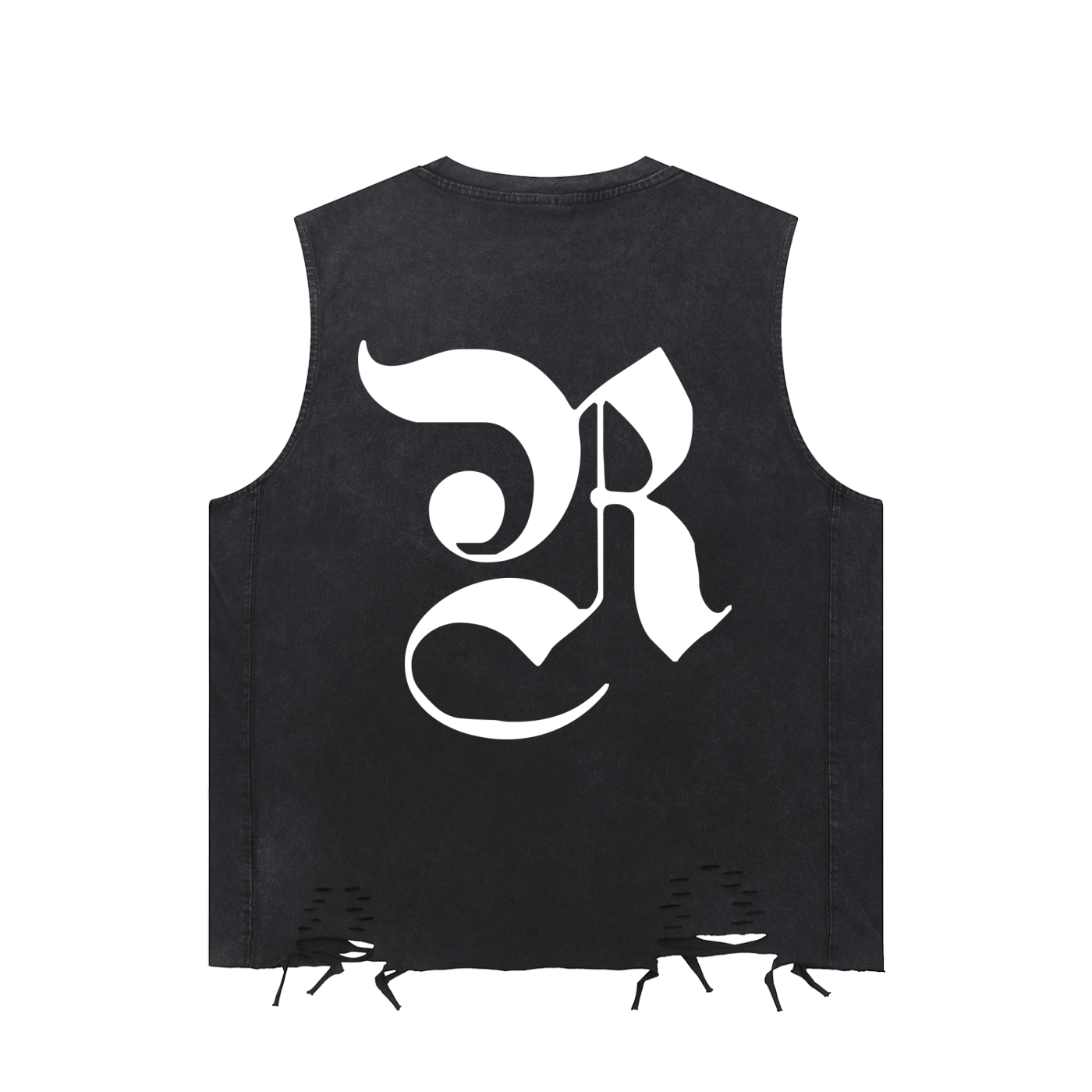 SNOW WASHED RAW-HEM TANK TOP - BLACK