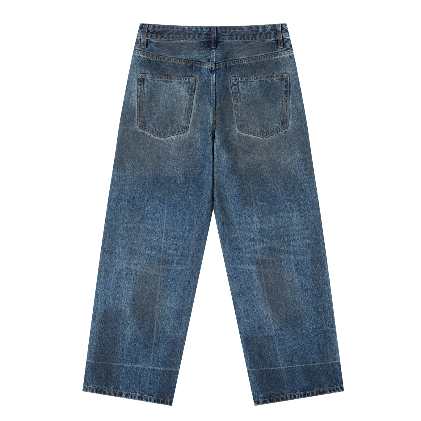 VINTAGE WASH BAGGY DENIM JEANS - BLUE