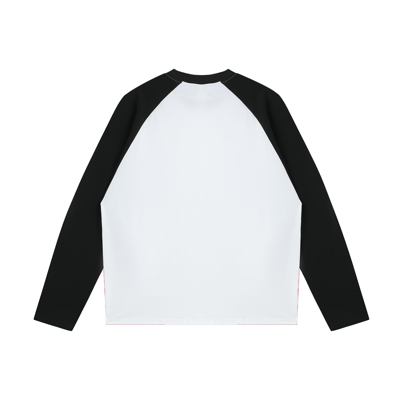 COLOR-BLOCKED RAGLAN LONG-SLEEVE T-SHIRT - WHITE WITH BLACK