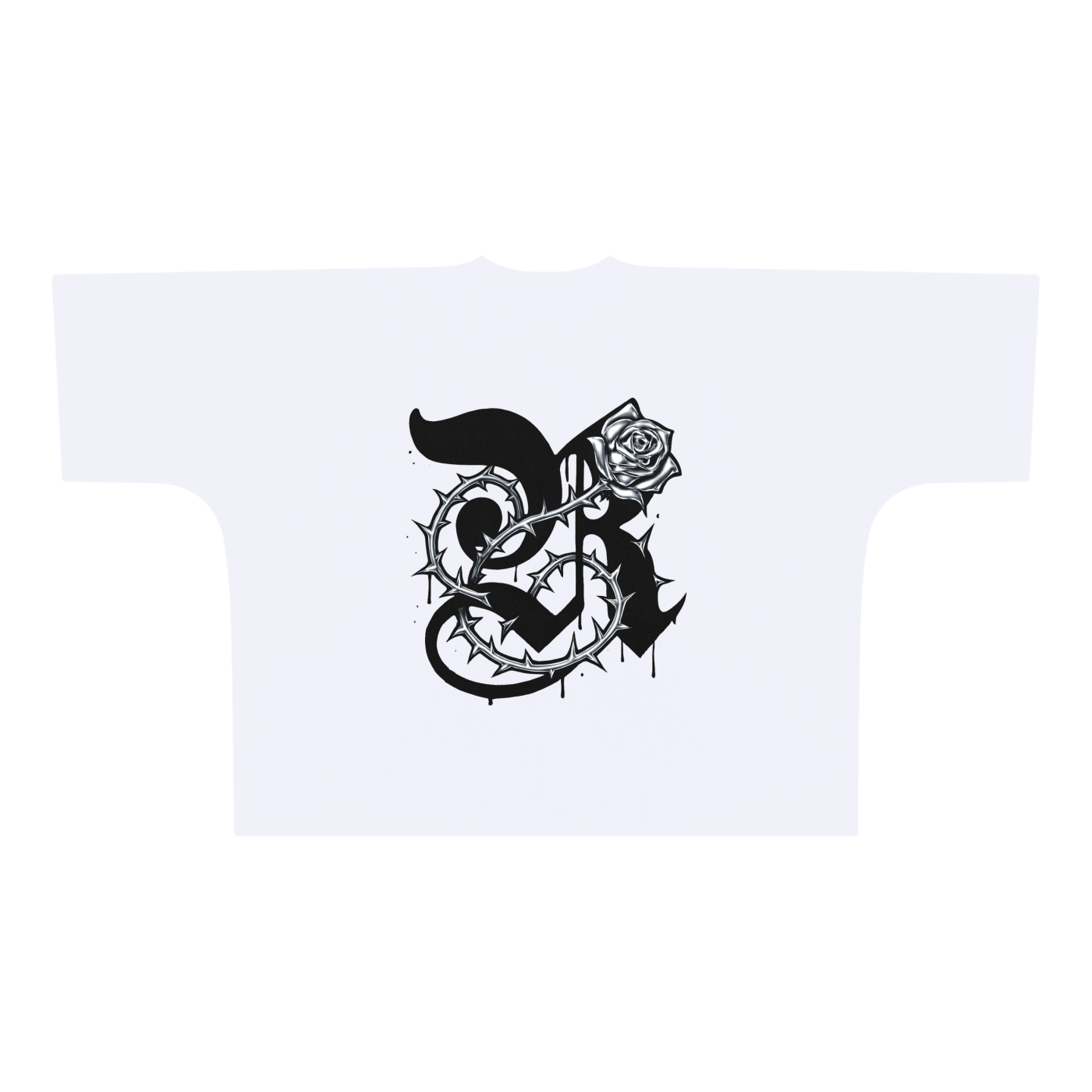 Oversize One-piece Pattern Cut Boxy Tee - White
