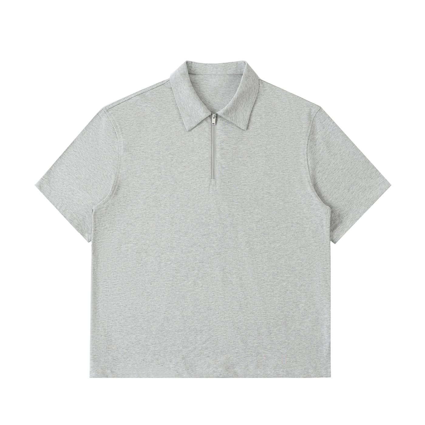 Half-Zip Cotton Polo Shirt - Flower Gray