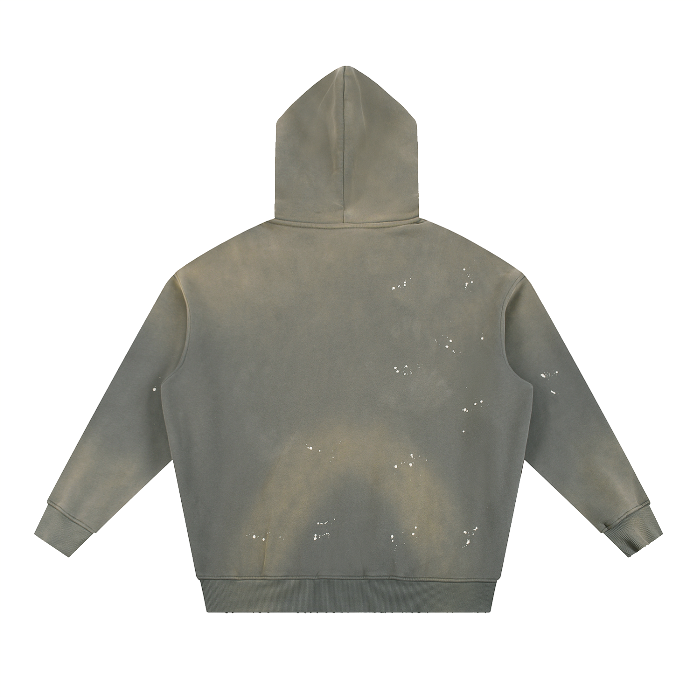 VINTAGE WASHED FRAYED FLEECE HOODIE - MEDIUM GRAY