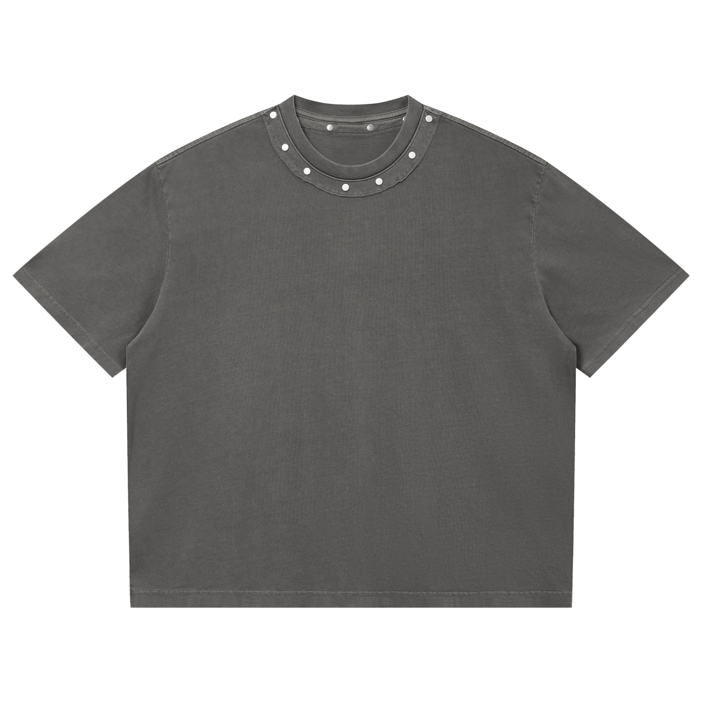 WASHED BOXY STUDDED T-SHIRT - DARK GRAY