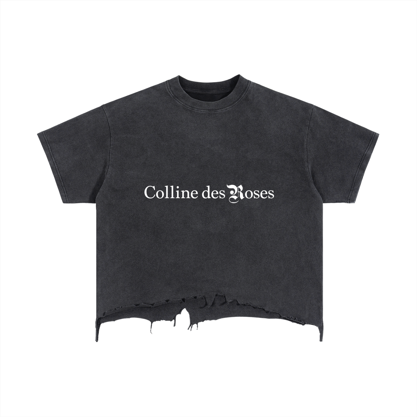 VINTAGE WASH BOXY DISTRESSED HEM T-SHIRT - BLACK