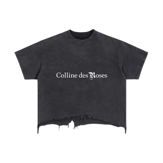 VINTAGE WASH BOXY DISTRESSED HEM T-SHIRT - BLACK
