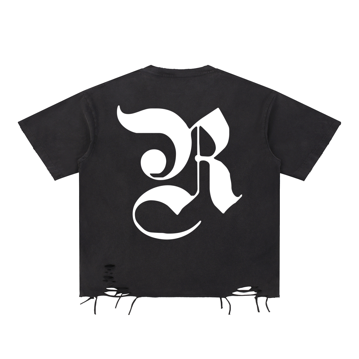 SNOW WASHED RAW-HEM T-SHIRT - BLACK