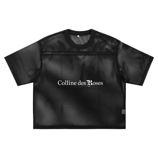 See-through Boxy Net T-shirt - Black