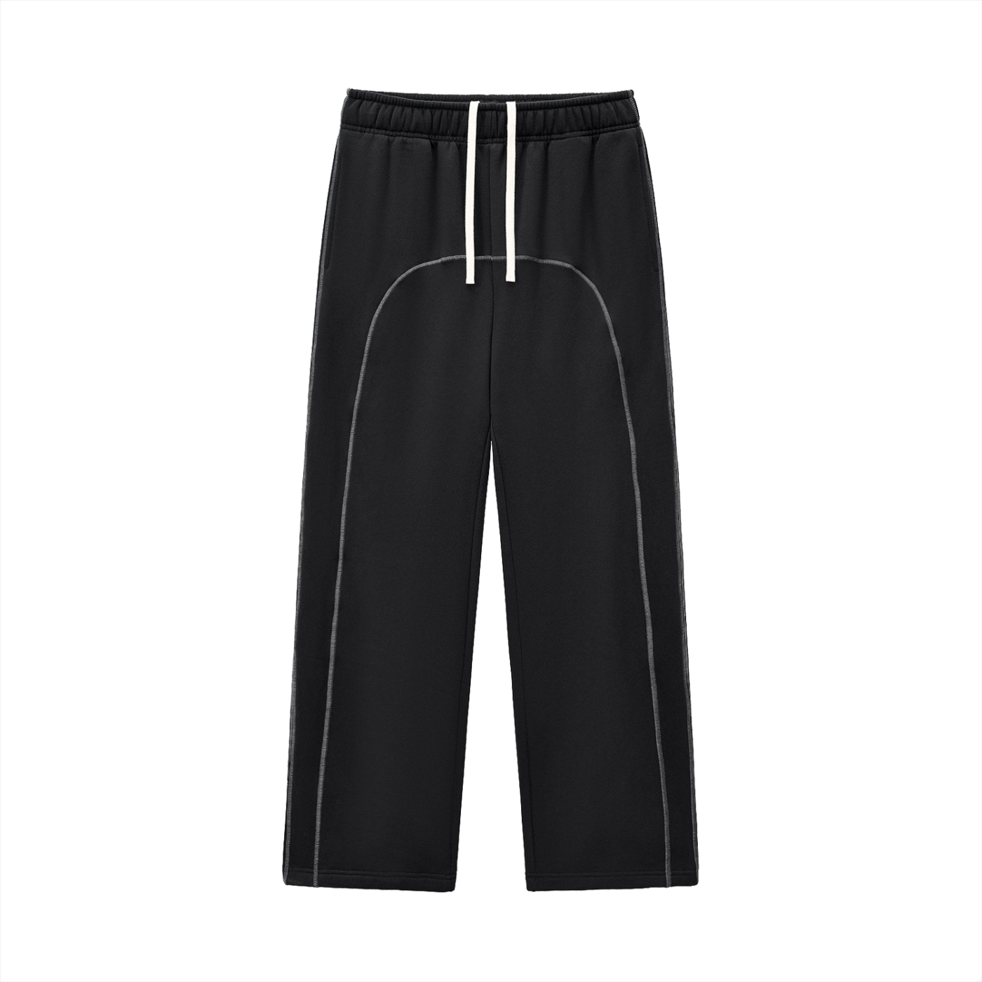 Contrast-Stitched Fleece Sweatpants - Black
