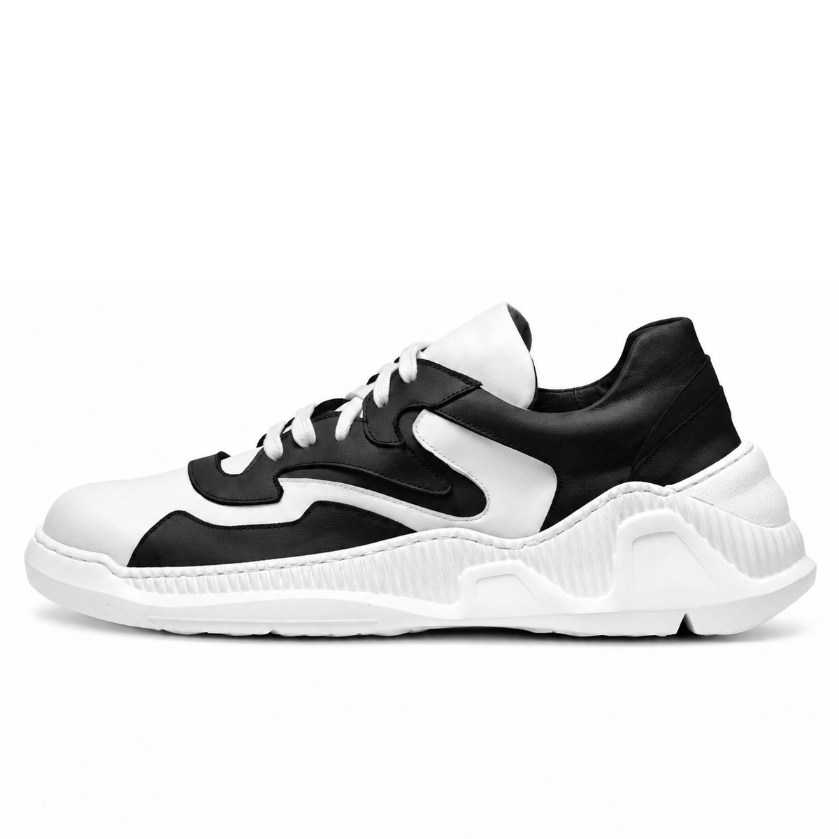 Black and white sneaker on a white background