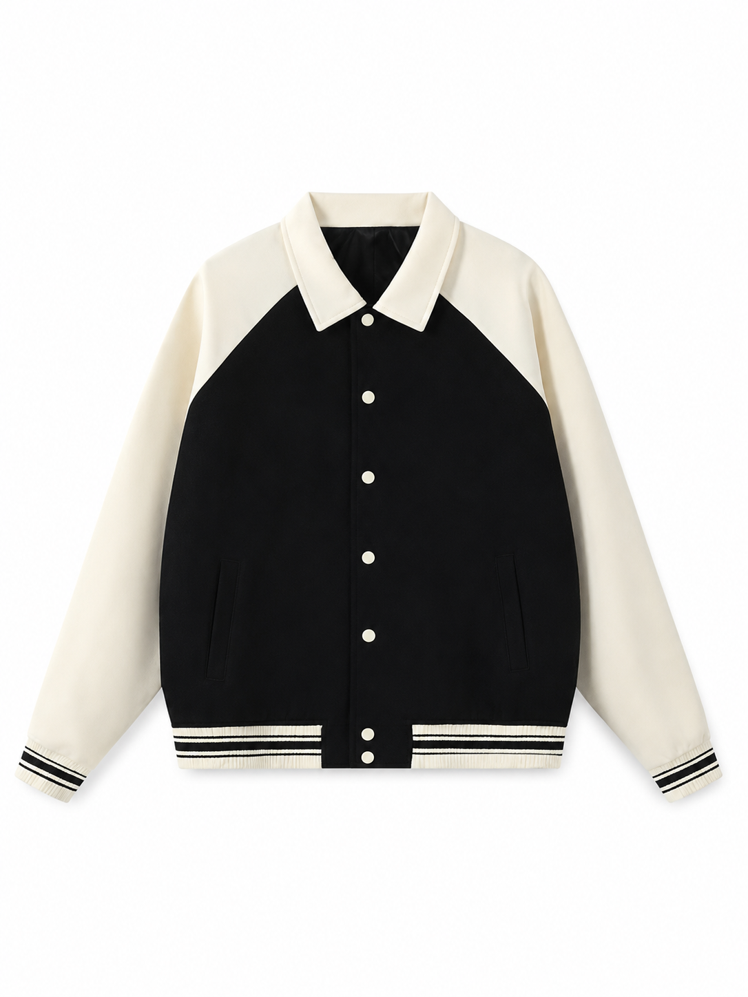 Contrast Raglan Sleeve Baseball Jacket