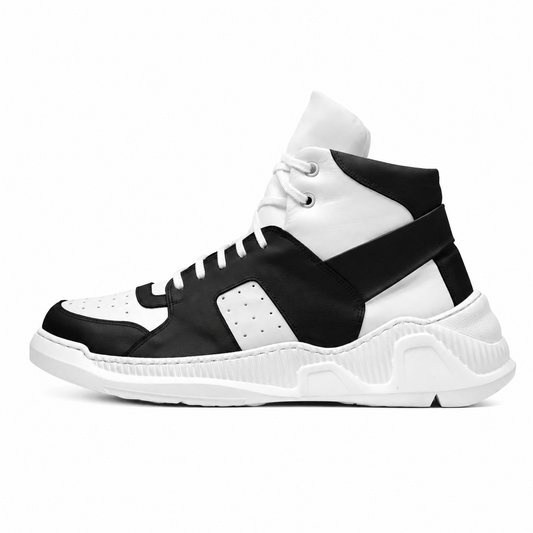 Black and white sneaker on a white background