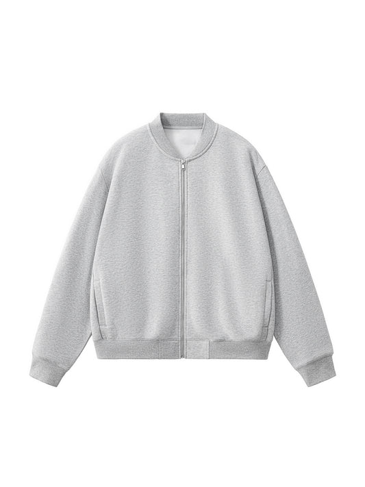 Gray zip-up sweatshirt on a white background