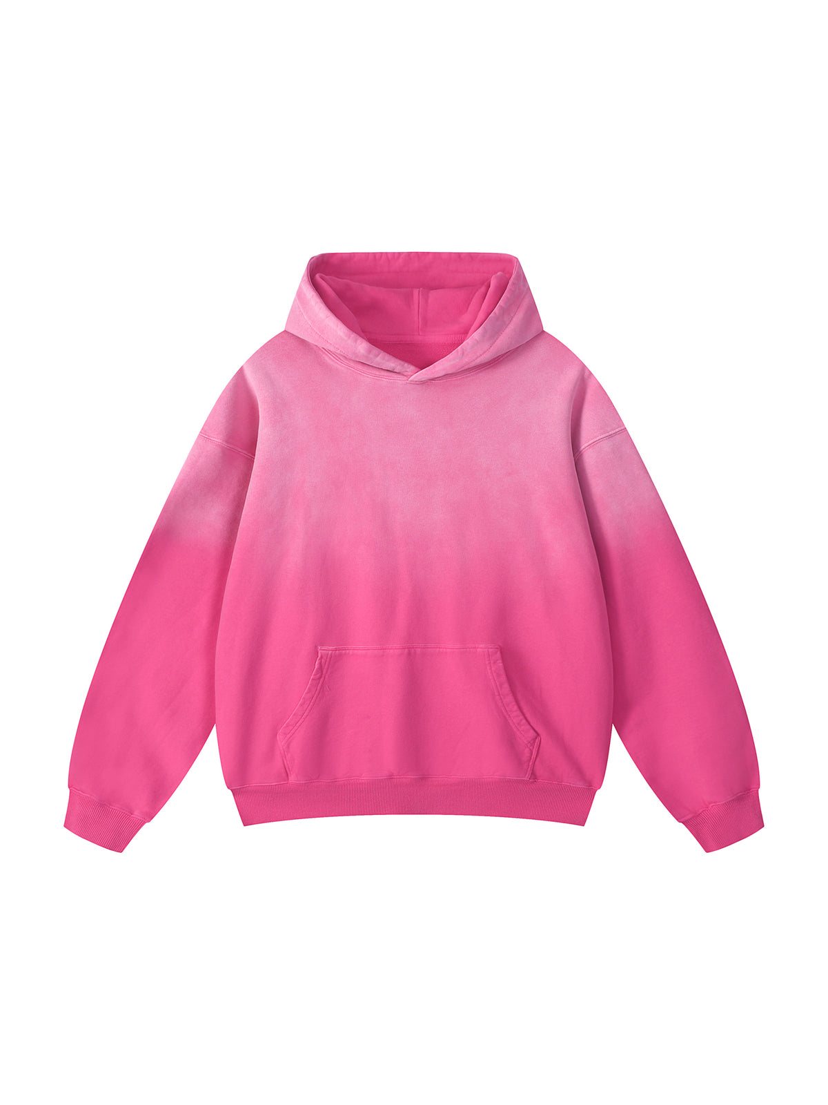 Pink hoodie with a gradient effect on a white background