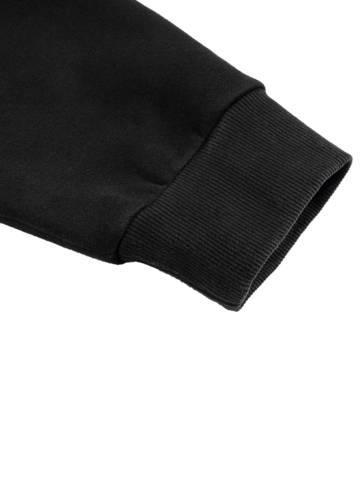 Close-up of a black sleeve on a white background