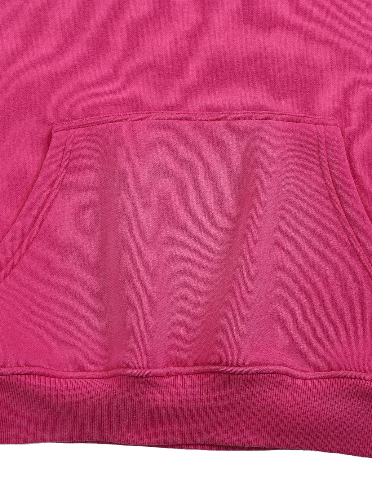 Close-up of a pink hoodie pocket on a white background
