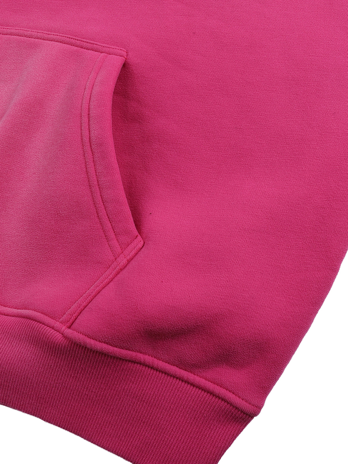 Close-up of a pink sweatshirt with a pocket
