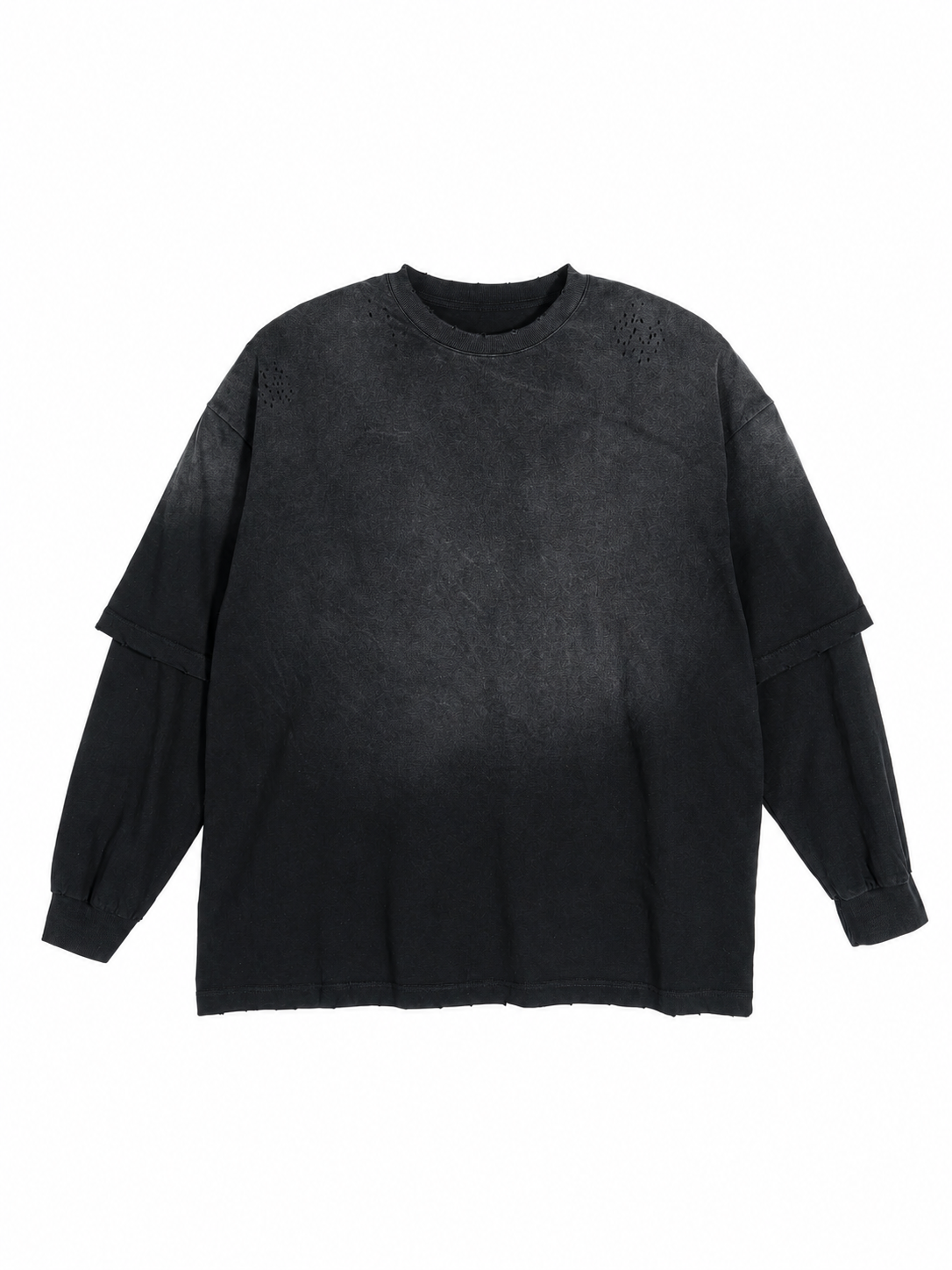 Sunfade Hand-Frayed Faux Two-Piece T-Shirt - Black