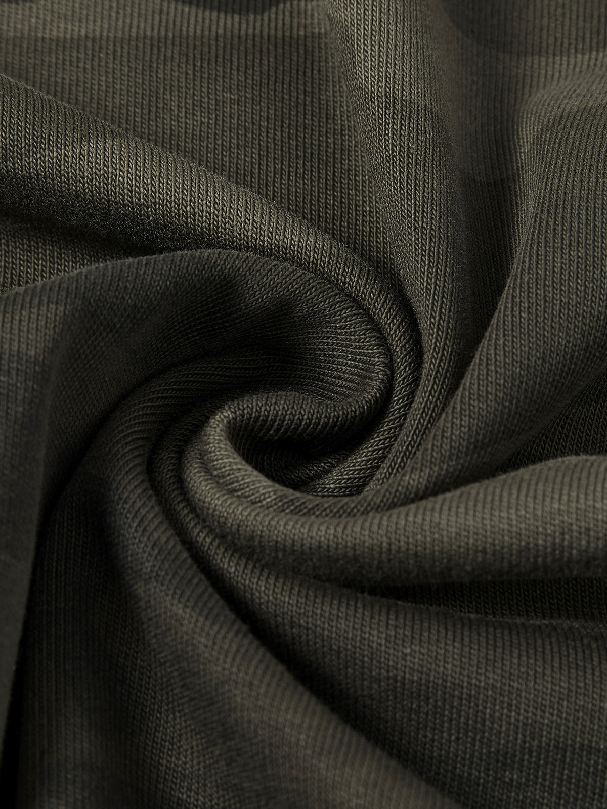 Close-up of dark green fabric with a subtle pattern
