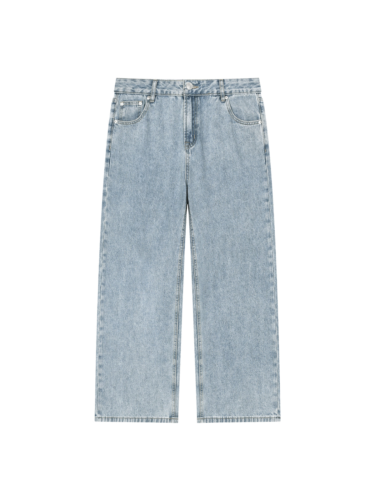 Light blue jeans on a white background