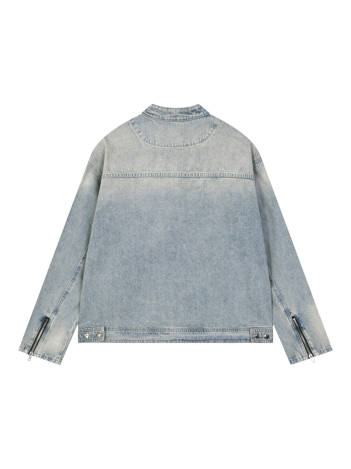 Light blue denim jacket on a white background