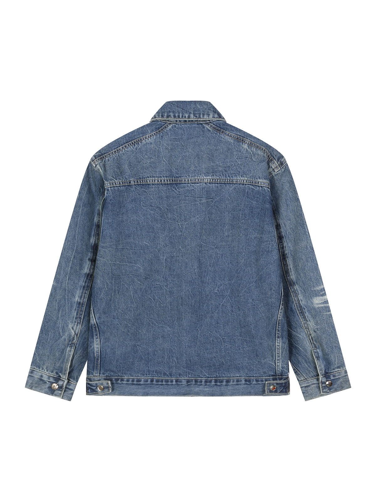 Blue denim jacket on a white background