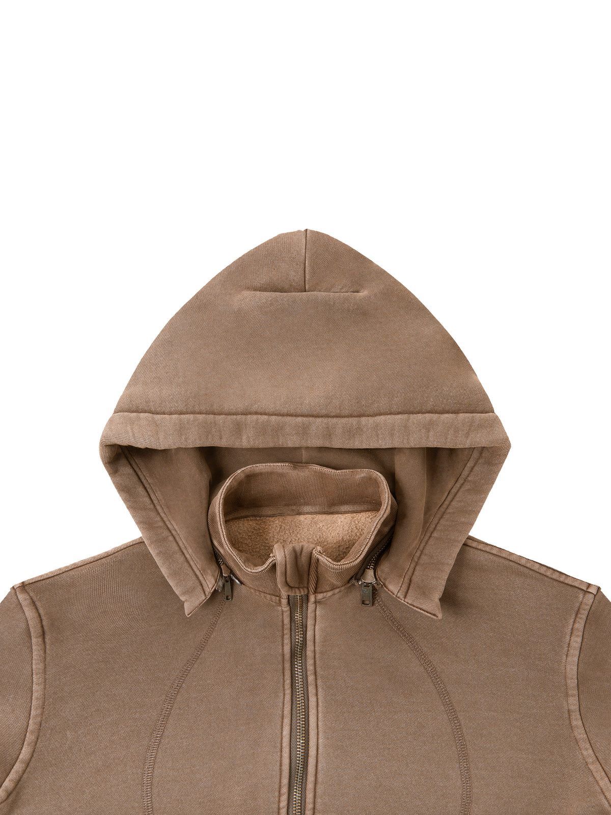 Brown hooded jacket on a white background