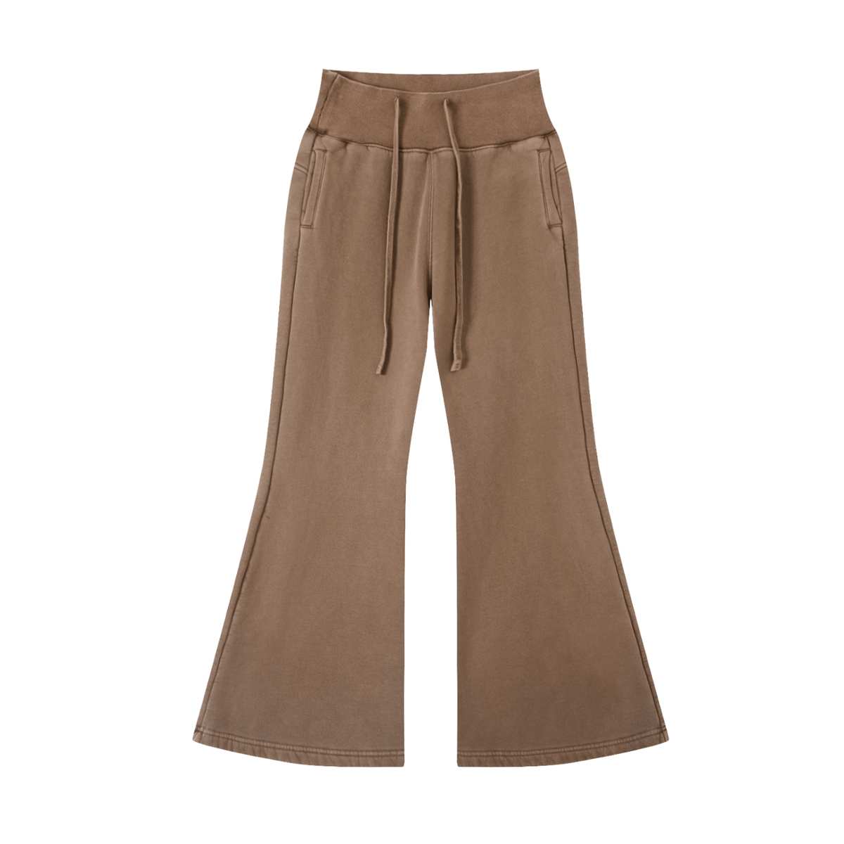 Brown flared pants on a white background