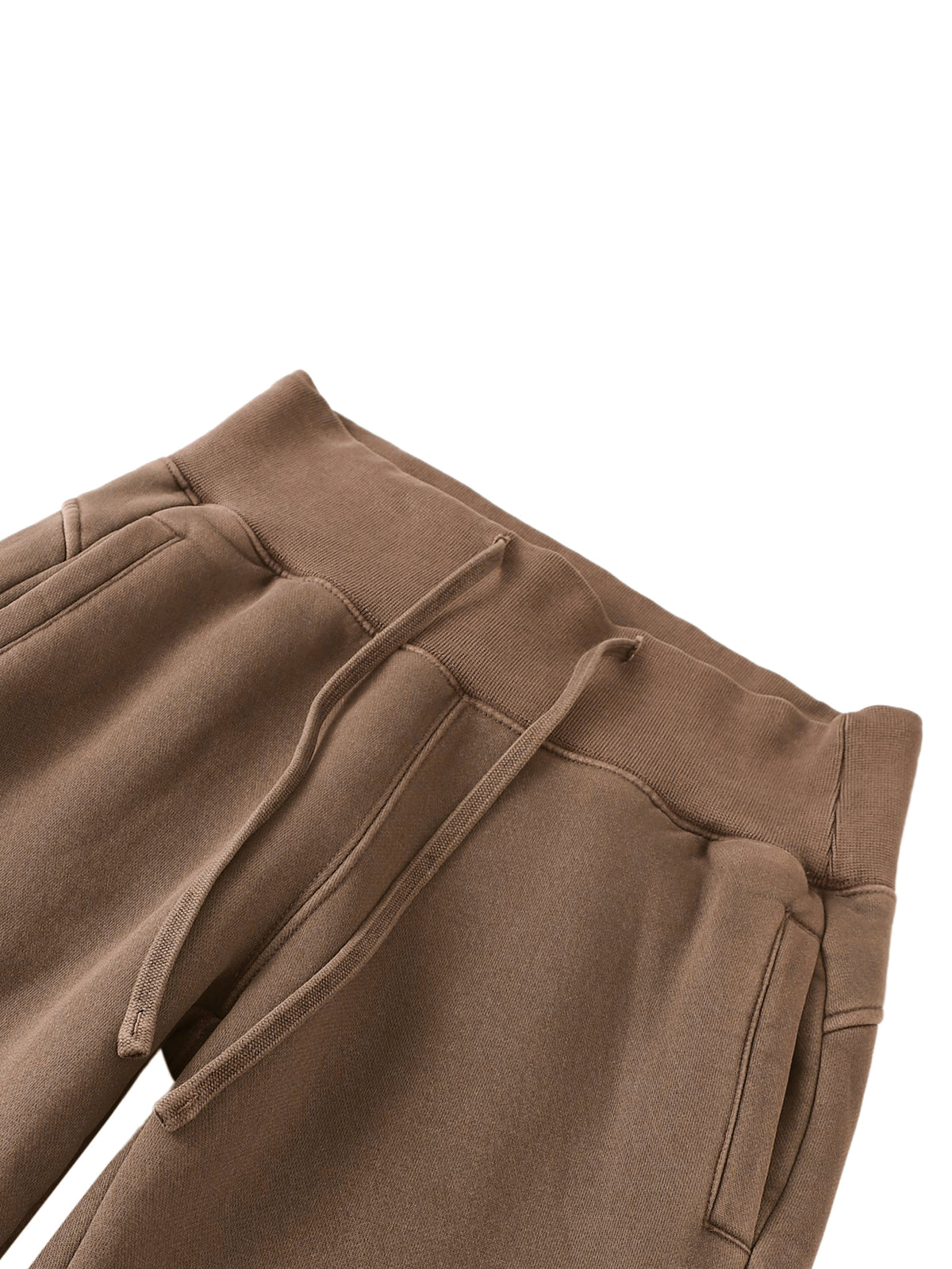 Brown pants with a drawstring on a white background