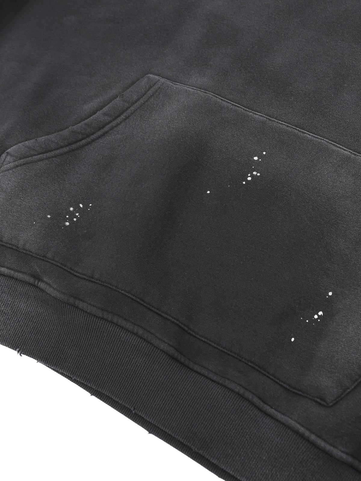Black fabric with small white specks on a white background