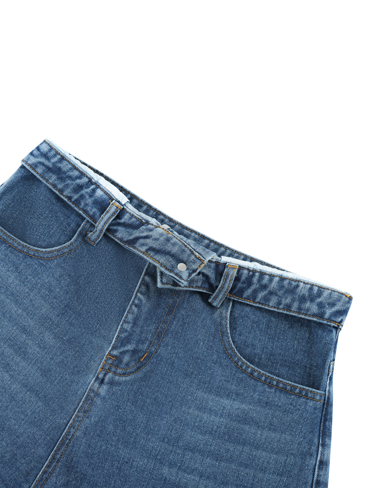 Close-up of blue jeans on a white background