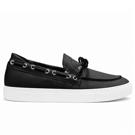 CONTRAST SLIP-ON SNEAKER - BLACK WITH WHITE