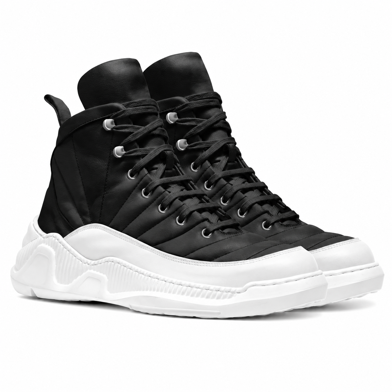 CONTRAST CHUNKY HIGH SNEAKER - BLACK WITH WHITE