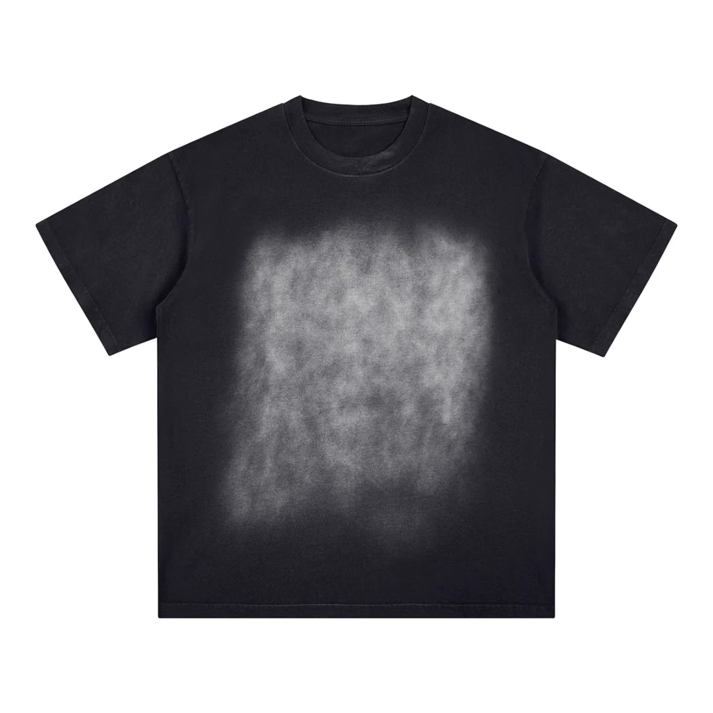 SQUARE PATCH MONKEY WASHED T-SHIRT - BLACK