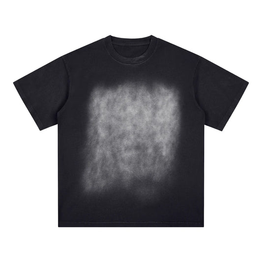 SQUARE PATCH MONKEY WASHED T-SHIRT - BLACK